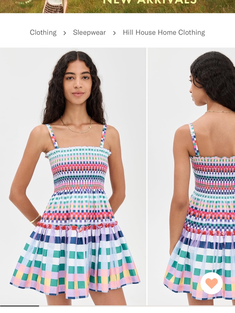 Hill House Pastel Multi-Check Smocked Mini Dress